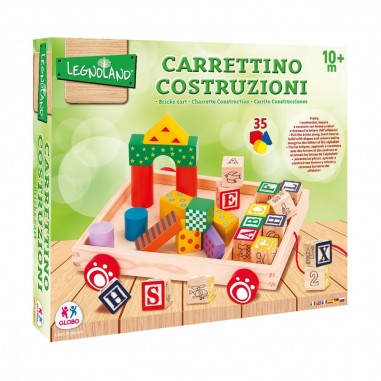 Carrettino costruzioni in legno 35 pz